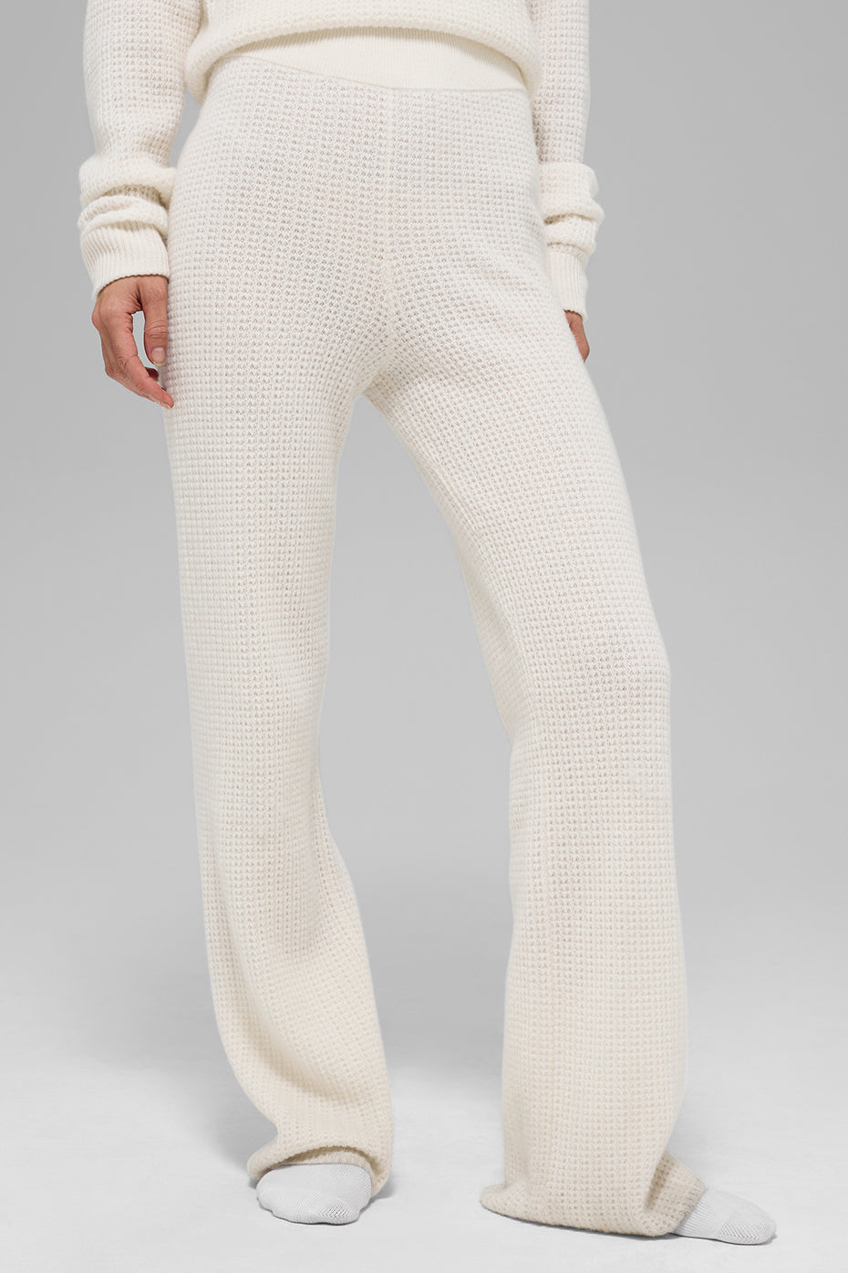 Cashmere High Rise Plush Waffle Pant — Ivory