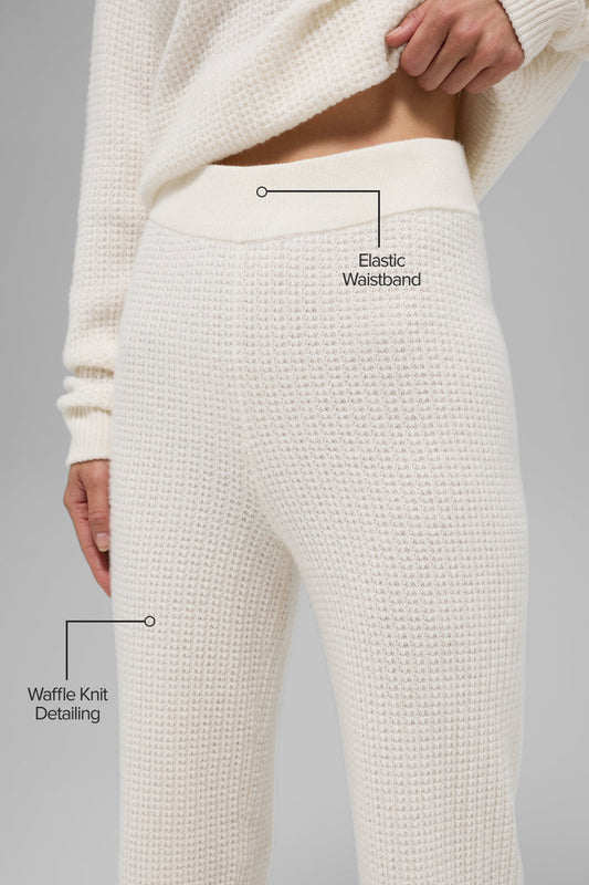Cashmere High Rise Plush Waffle Pant — Ivory