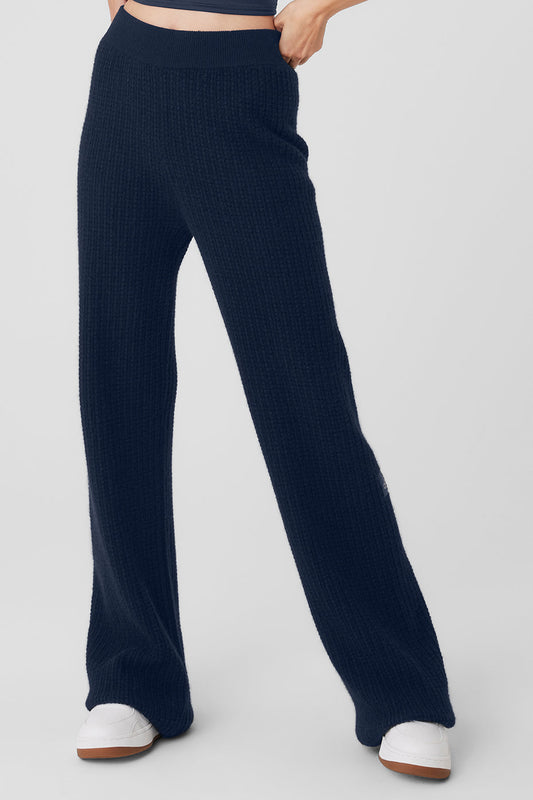Cashmere High Rise Plush Waffle Pant — Navy