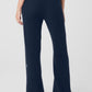 Cashmere High Rise Plush Waffle Pant — Navy
