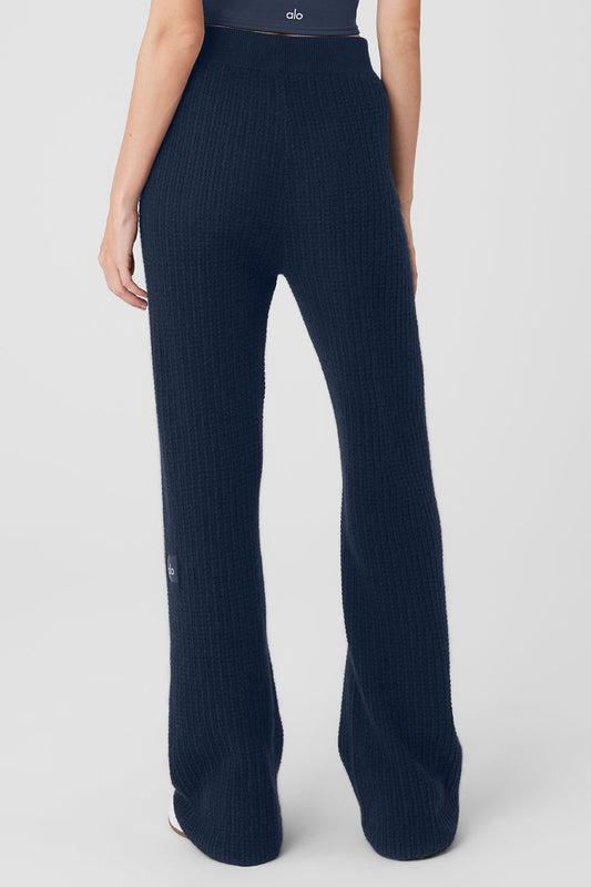 Cashmere High Rise Plush Waffle Pant — Navy