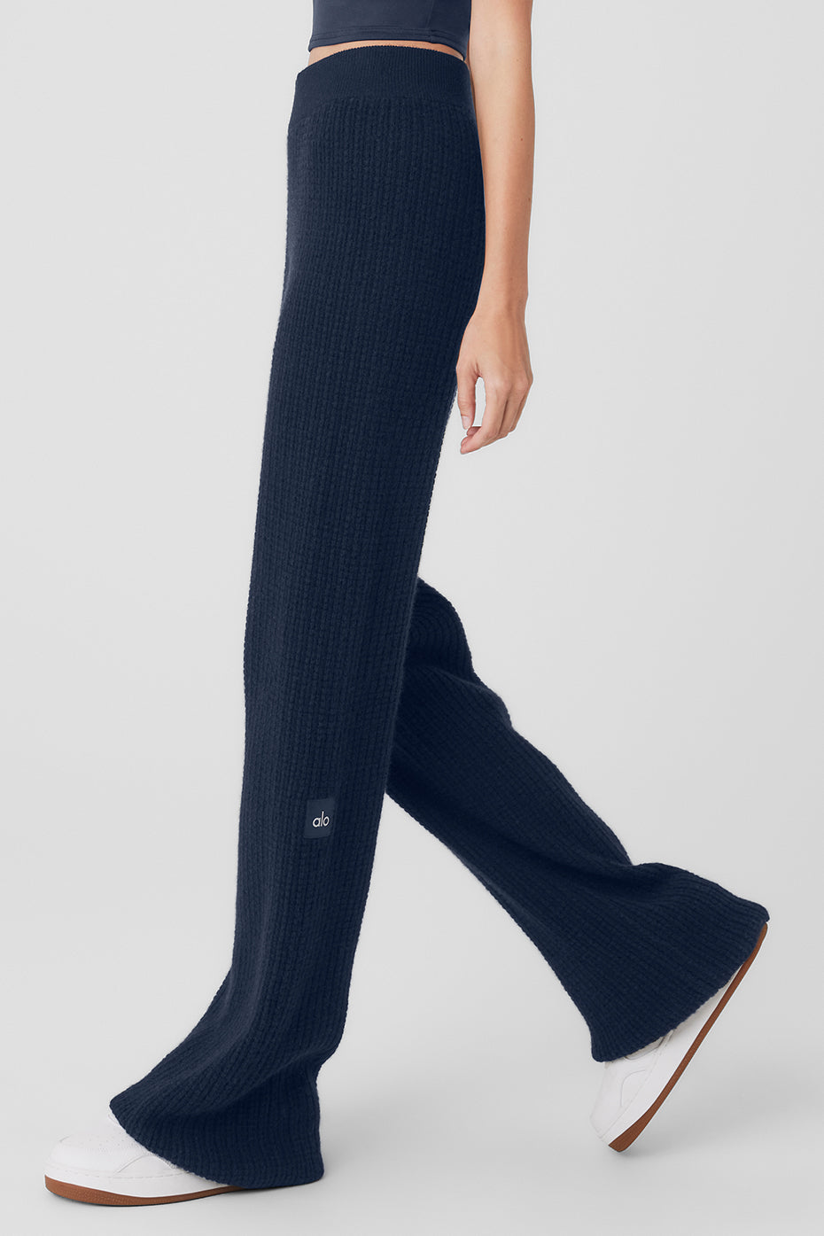Cashmere High Rise Plush Waffle Pant — Navy