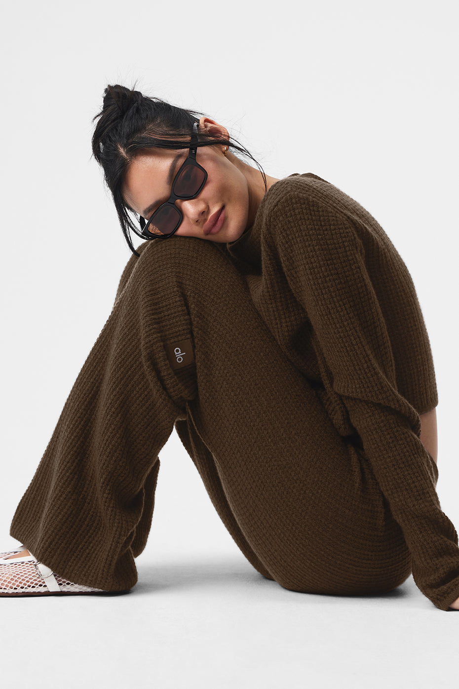 Cashmere High Rise Plush Waffle Pant — Espresso