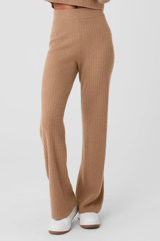 Cashmere High Rise Plush Waffle Pant — Toasted Almond