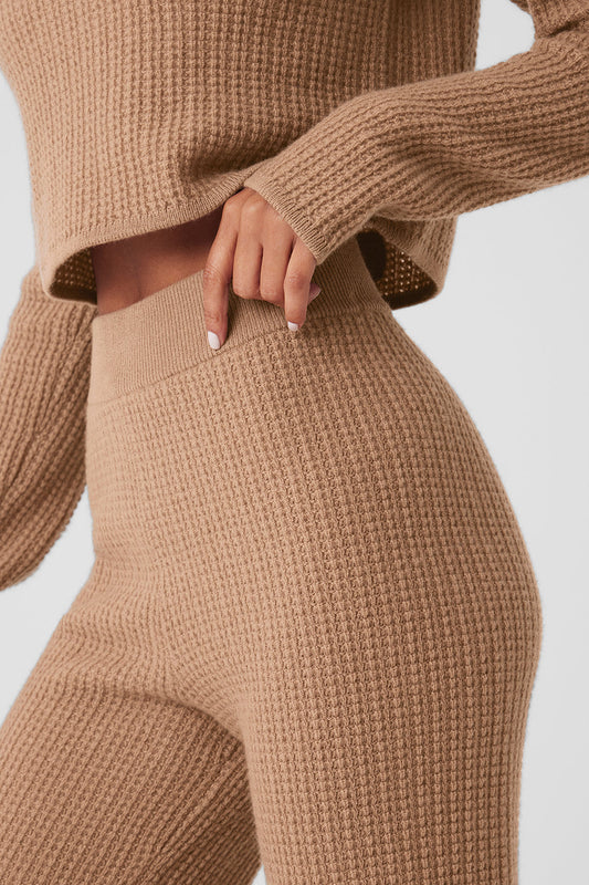 Cashmere High Rise Plush Waffle Pant — Toasted Almond