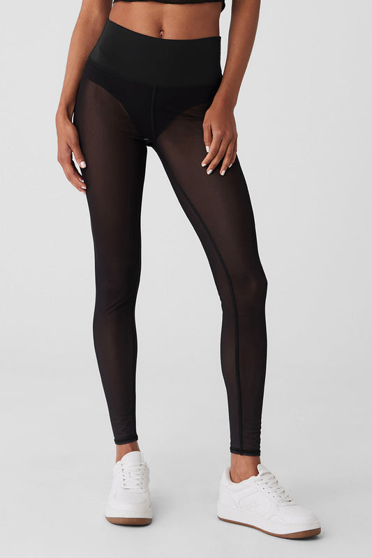 Airlift Mesh High Rise Track Star Leggings — Black