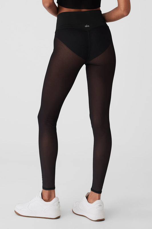 Airlift Mesh High Rise Track Star Leggings — Black