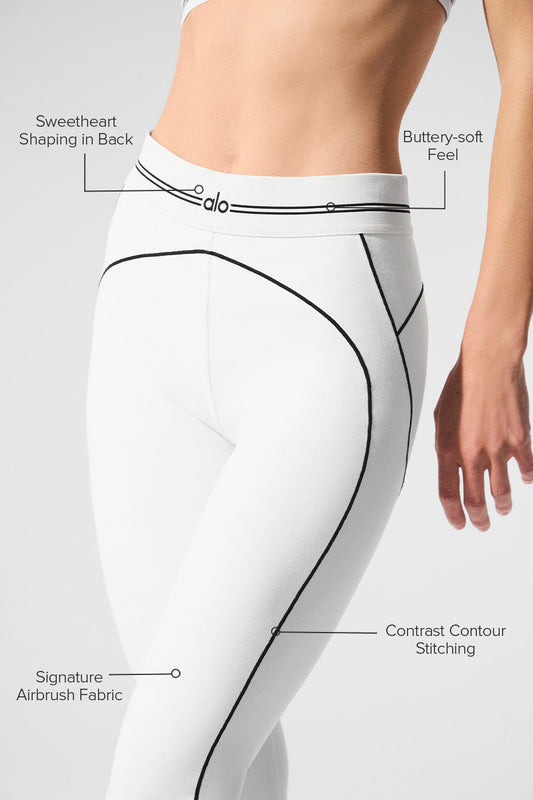 Airbrush High Rise Heart Throb Leggings — White/Black