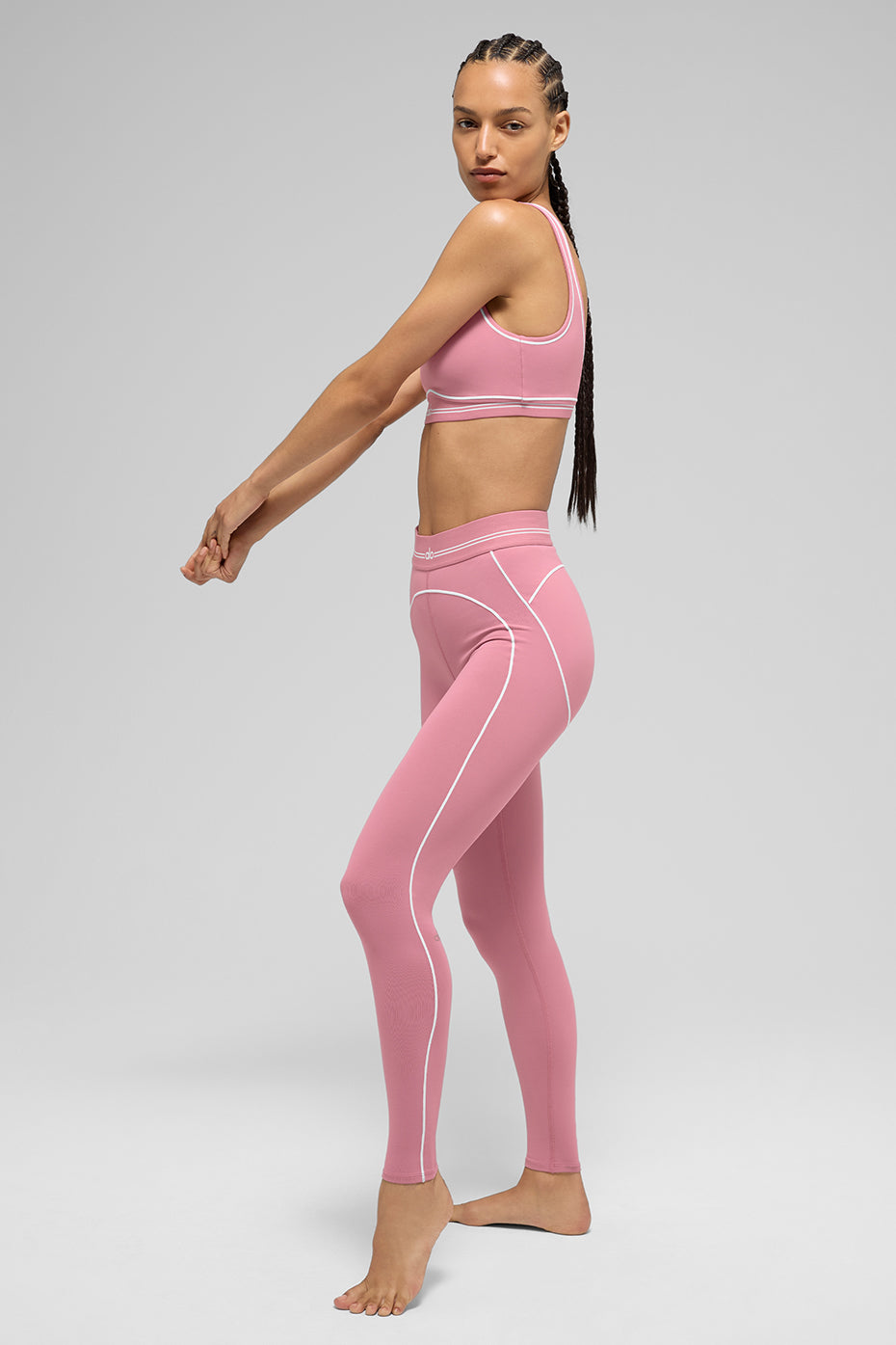 Airbrush High Rise Heart Throb Leggings — Pink Wild Rose/White