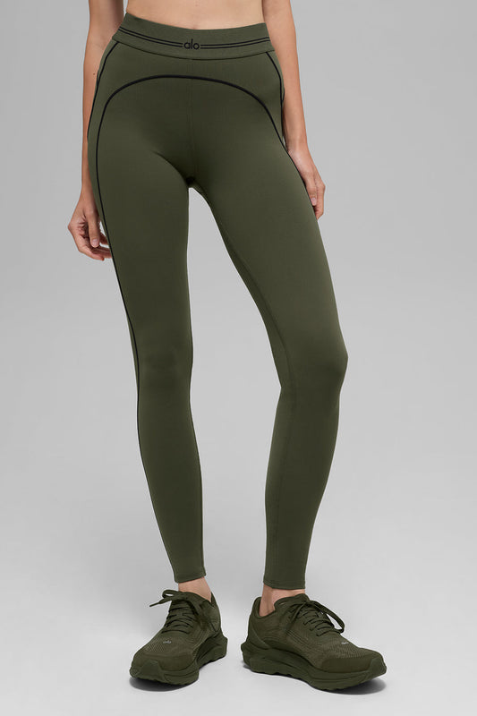 Airbrush High Rise Heart Throb Leggings — Green Olive/Black