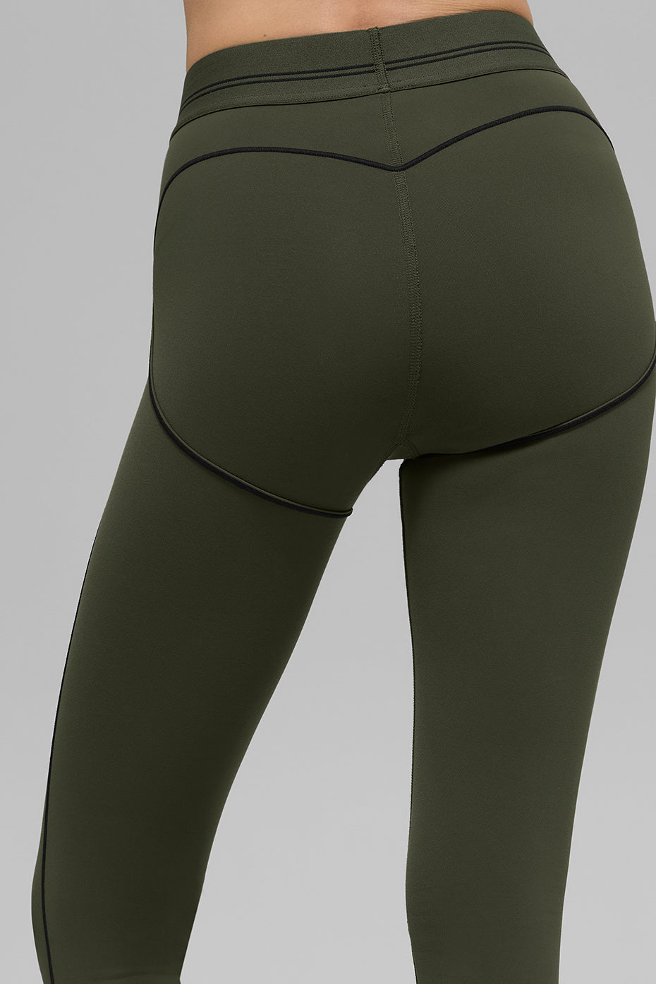 Airbrush High Rise Heart Throb Leggings — Green Olive/Black