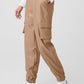 Faux Leather Power Hour Jogger — Toasted Almond