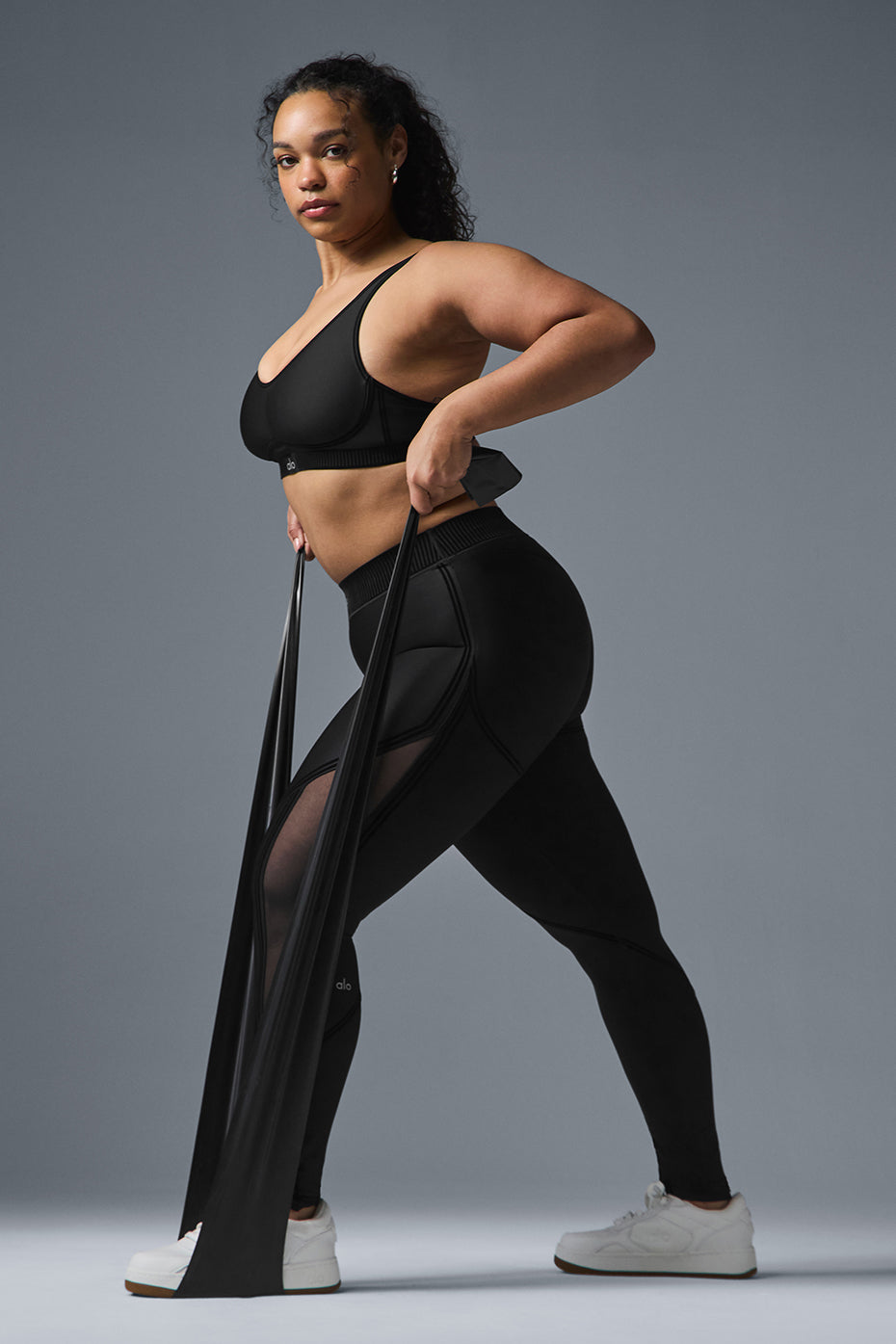 Airlift Mesh Line Up High Rise Leggings — Black