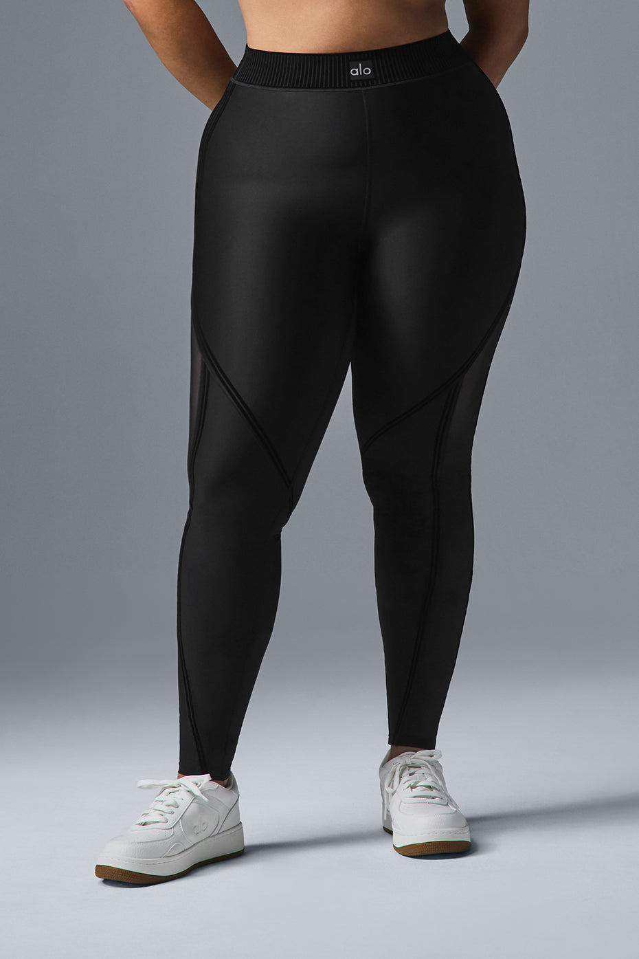 Airlift Mesh Line Up High Rise Leggings — Black