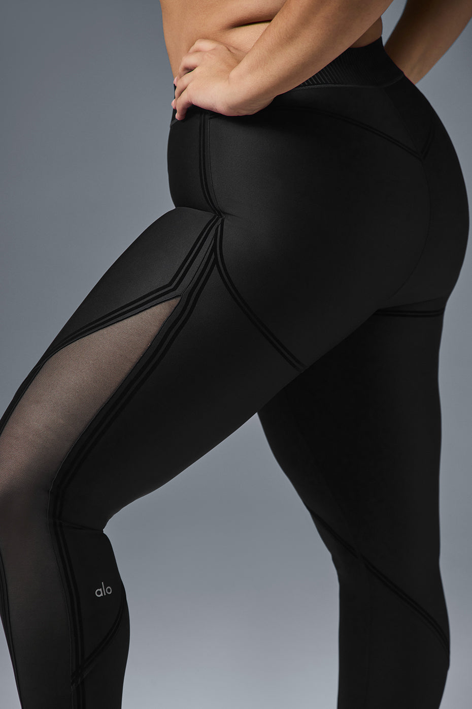 Airlift Mesh Line Up High Rise Leggings — Black
