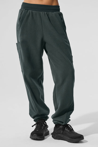 Polar Fleece Wintry Mix Pant — Charcoal Green