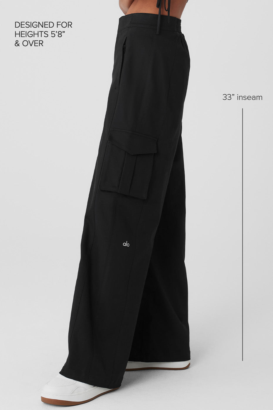 Show Off Cargo Wide Leg Trouser (Long) — Black