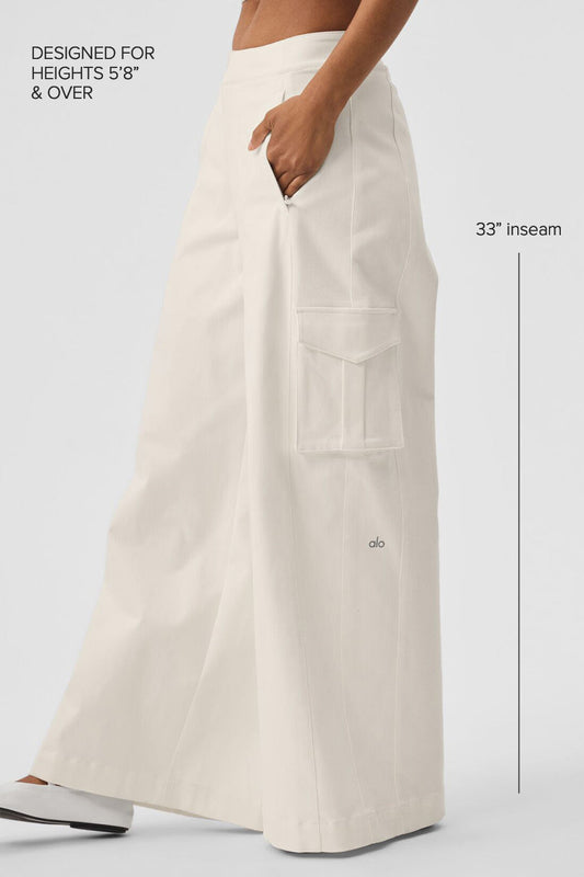 Show Off Cargo Wide Leg Trouser (Long) — Ivory