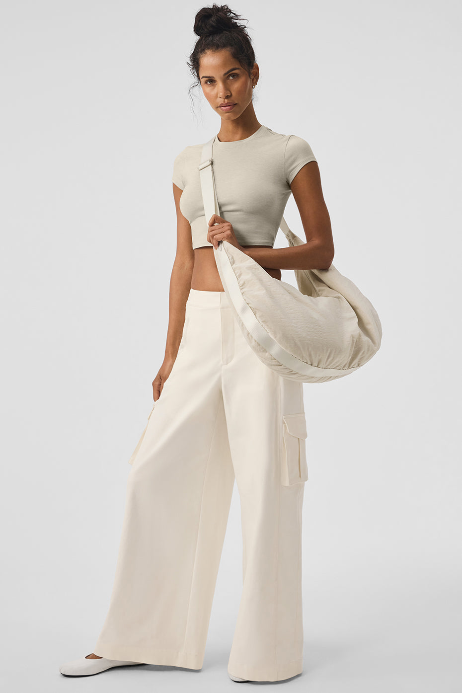 Show Off Cargo Wide Leg Trouser (Long) — Ivory