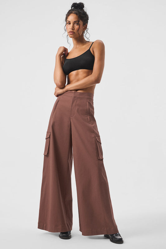 Show Off Cargo Wide Leg Trouser — Chestnut