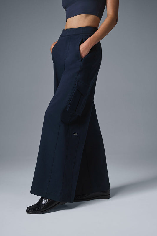 Show Off Cargo Wide Leg Trouser — Navy