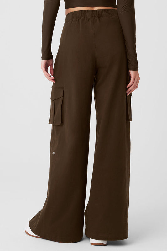 Show Off Cargo Wide Leg Trouser — Espresso