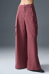 Show Off Cargo Wide Leg Trouser (Long) — Burgundy Truffle