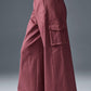 Show Off Cargo Wide Leg Trouser (Long) — Burgundy Truffle