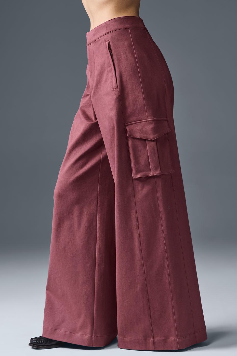 Show Off Cargo Wide Leg Trouser (Long) — Burgundy Truffle