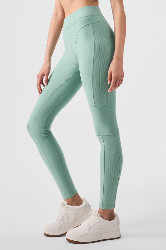 Alosoft High Rise Head Start Leggings — Botanical Green