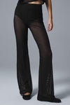 Striped Mesh Tropical Nights Flare Pant — Black