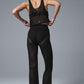 Striped Mesh Tropical Nights Flare Pant — Black