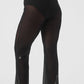 Striped Mesh Tropical Nights Flare Pant — Black