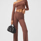 Striped Mesh Tropical Nights Flare Pant — Chestnut
