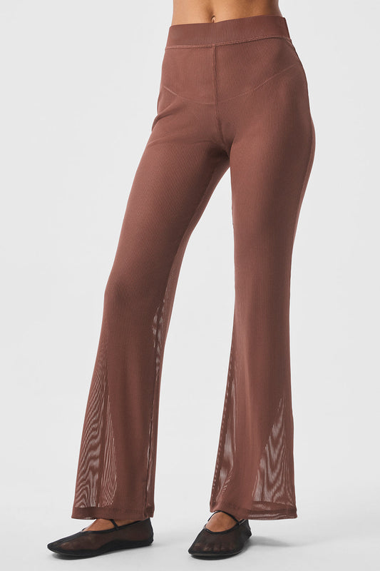 Striped Mesh Tropical Nights Flare Pant — Chestnut