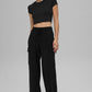 Scholar Knit High Rise Cargo Pant — Black