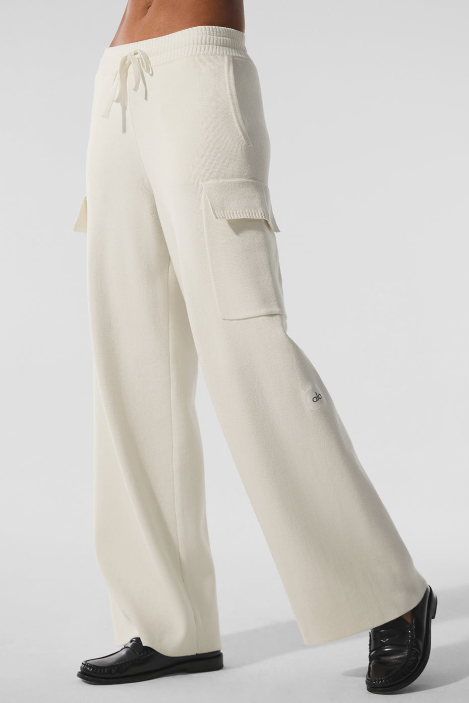 Scholar Knit High Rise Cargo Pant — Ivory