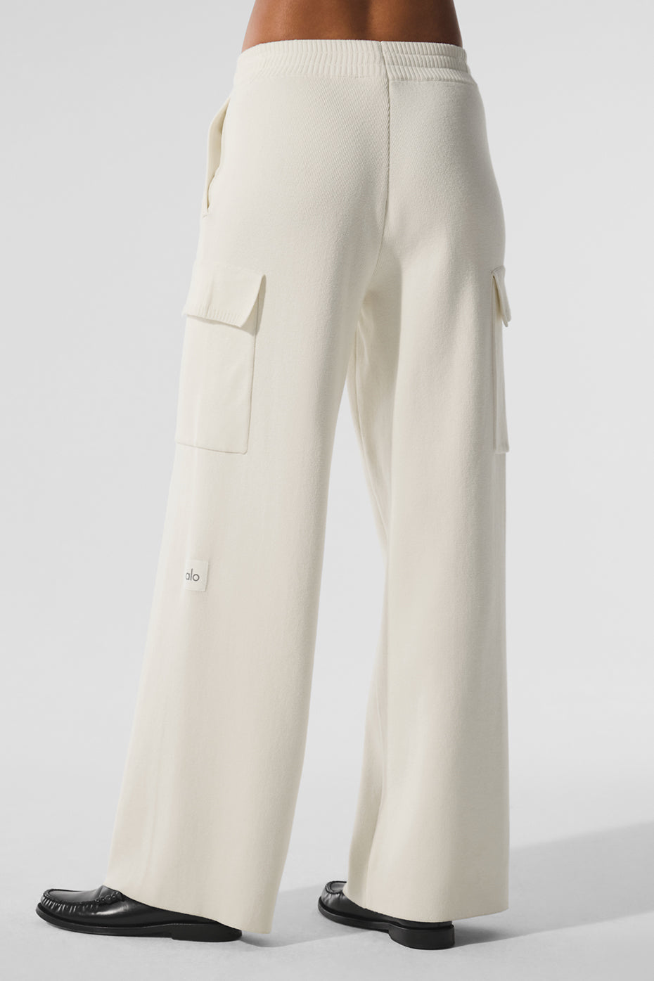Scholar Knit High Rise Cargo Pant — Ivory