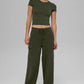 Scholar Knit High Rise Cargo Pant — Green Olive
