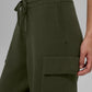 Scholar Knit High Rise Cargo Pant — Green Olive