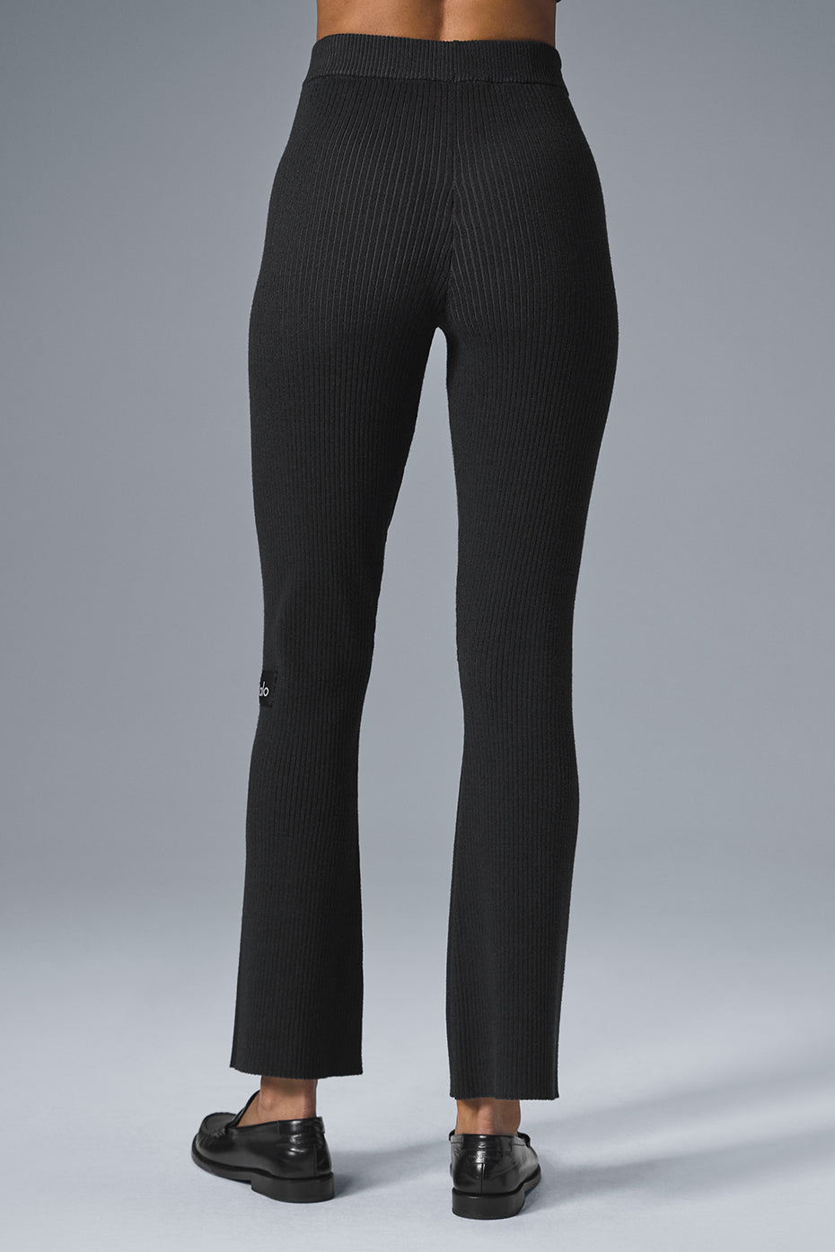 Denim Knit High Rise Flare Pant — Black/Anthracite