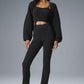 Denim Knit High Rise Flare Pant — Black/Anthracite
