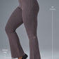 Denim Knit High Rise Flare Pant — Raisinette/Black