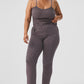 Denim Knit High Rise Flare Pant — Raisinette/Black