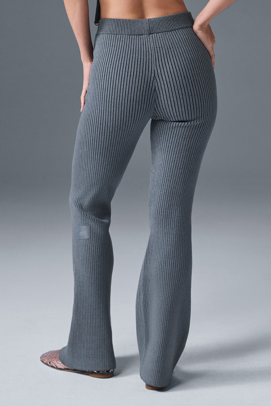 Denim Knit High Rise Flare Pant — Steel Grey/Anthracite