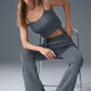 Denim Knit High Rise Flare Pant — Steel Grey/Anthracite