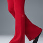 Denim Knit High Rise Flare Pant — Bold Red/Dark Bold Red
