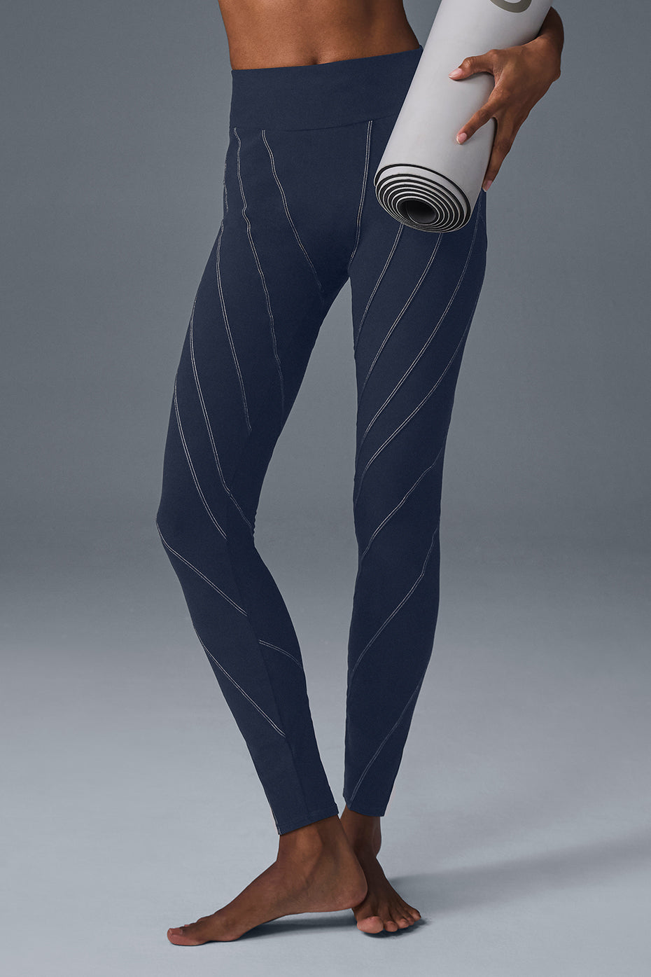 Alosoft High Rise Sunray Leggings — Navy/Ivory
