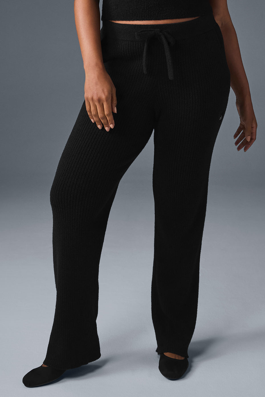 Snuggle Up Sweater High Rise Wide Leg Pant — Black