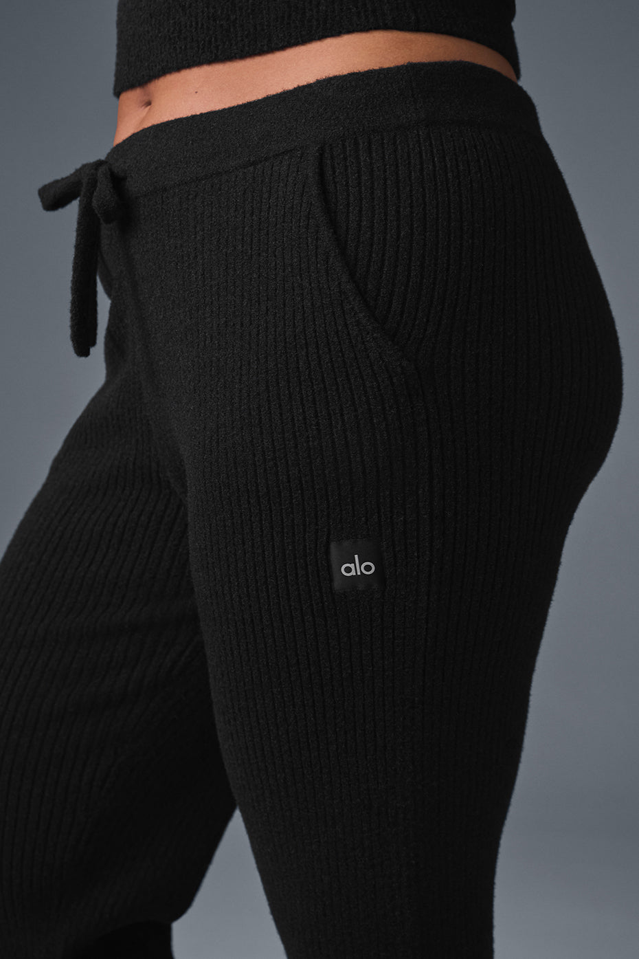 Snuggle Up Sweater High Rise Wide Leg Pant — Black